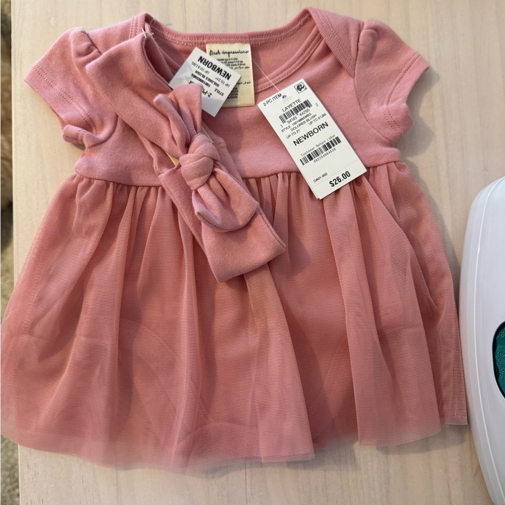 First Impressions Pink Bodysuit with Headband